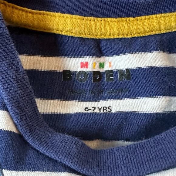 Mini Boden Striped Long Sleeve Shirt with Bird Appliqué - Picture 2 of 2